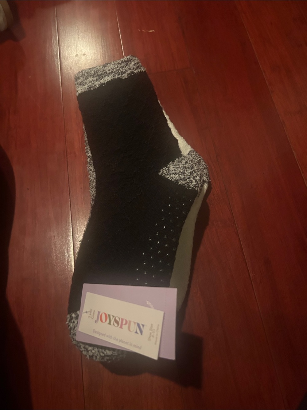 Woman’s  Cozy Black & White Grip Socks